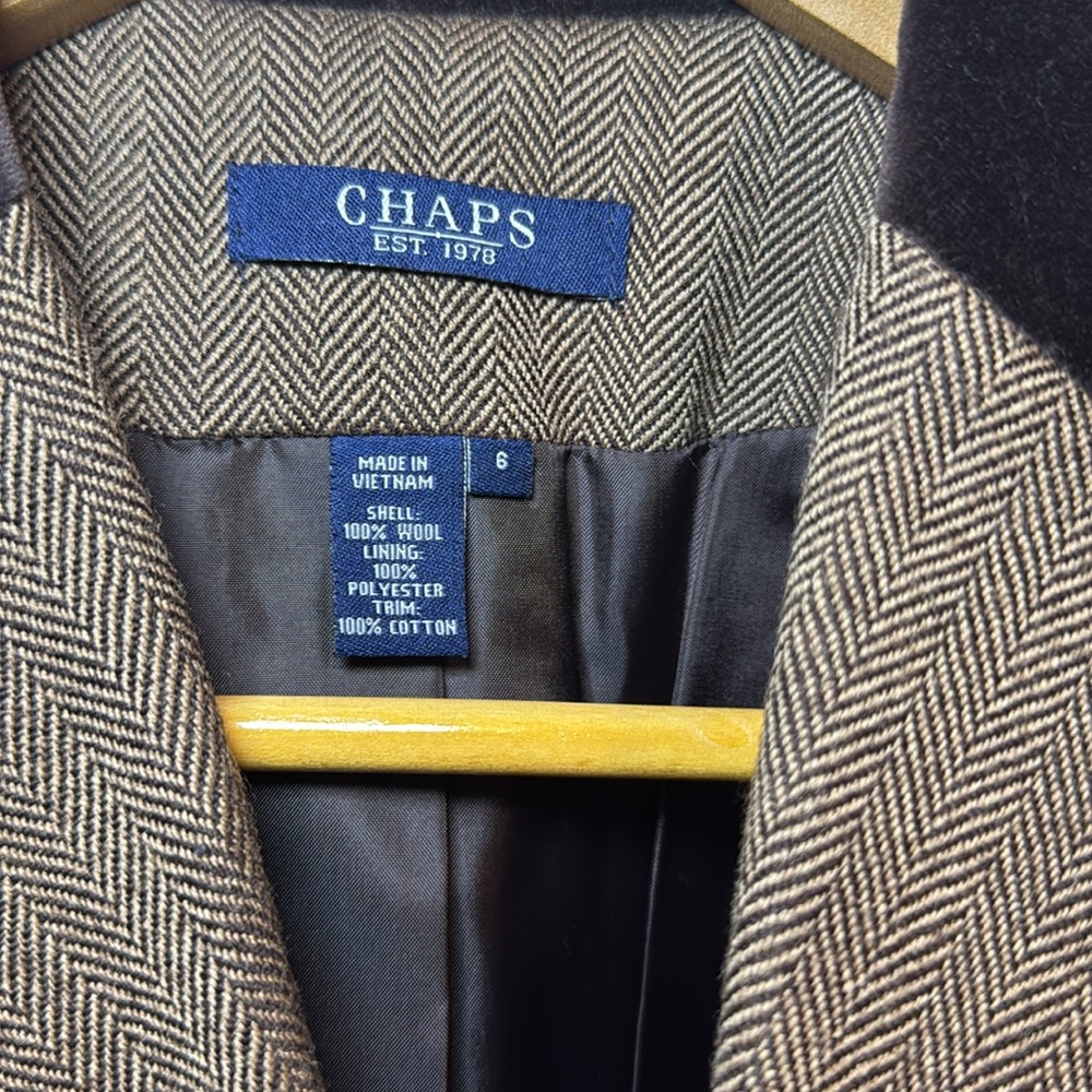 Chaps Womens Wool Tweed Blazer Jacket Button-Up Long Sleeve - Picture 8 of 8